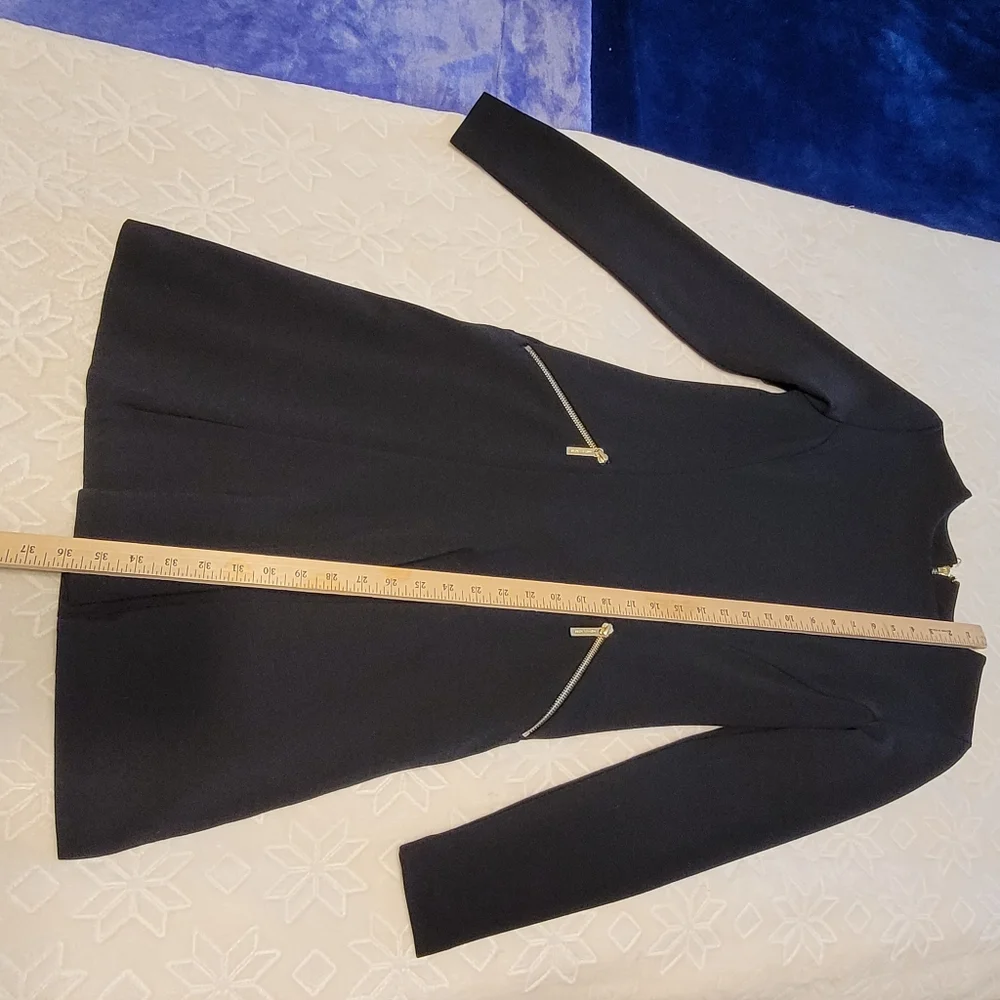 Michael Kors Longsleeve Little Black Dress Back Zip Closure Zip Pockets Size 4 - Picture 7 of 13